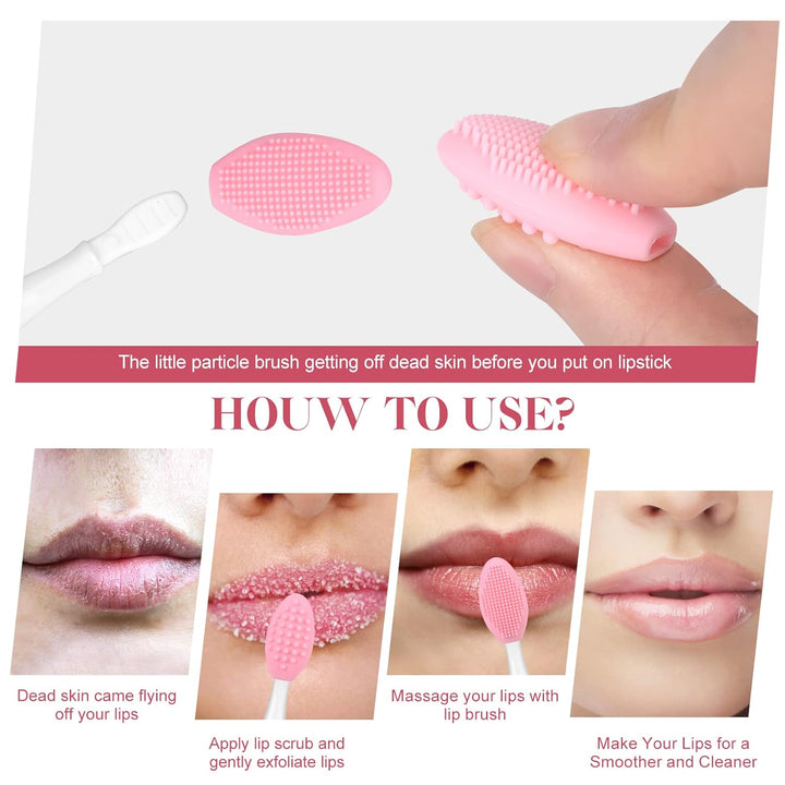 5 Pcs Lip Scrub Brush,Lip Scrubber Exfoliator,Double-Sided Silicone Lip Brush Tool for Men Women Lip Lightening, Lip Exfoliator Scrubber Tool for Dark Lips
