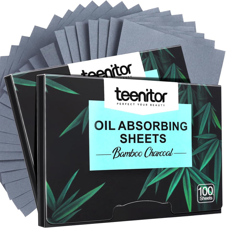 400 Counts Oil Blotting Papers for Face, Bamboo Charcoal Oil Absorbing Sheets for Oily Skin, Oil Blotting Sheets for Face, Oil Absorbent Pads Blotter Paper, Oil Face Wipes Large 10Cmx7Cm