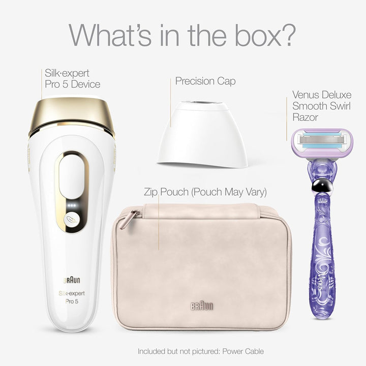 IPL at Home Laser Hair Removal for Women and Men, Silk Expert Pro 5 PL5137 with Venus Swirl Razor, Permanent Visible Hair Reduction in Hair Regrowth for Body & Face, Corded, PL5137