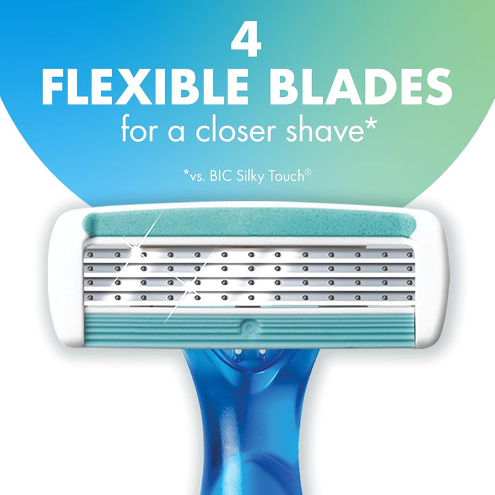 Soleil 4 Women'S Disposable 4 Blade Razors, Flexible Blades for a Closer Shave, 3-Pack