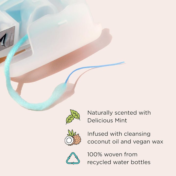 Cocoplush Threaders, Dental Floss for Implants, Bridges, and Braces, Mint, Waxed, Dentist-Designed Oral Care with Coconut Oil, 30 per Pack