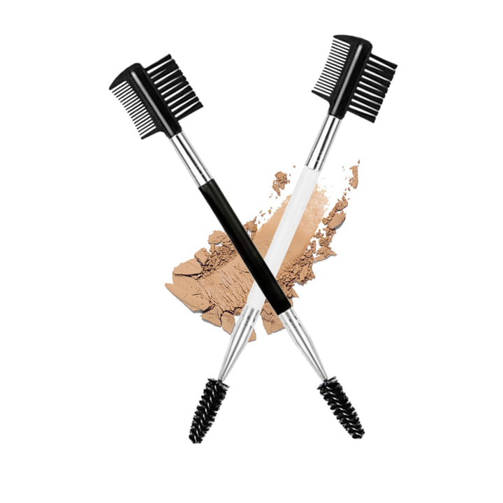 2PCS Eyebrow Eyelash Brush 3 Head Eyelash Comb Double Head Brush Makeup Grooming Tool Cosmetic (Black)