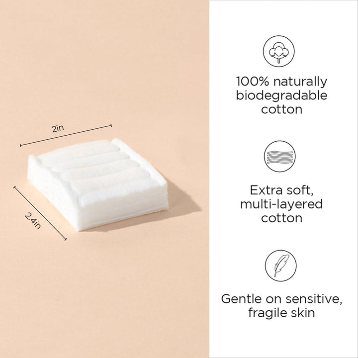2.4" X 2" Cotton Squares, 100% Pure Cotton, Ideal for Makeup Removal, Nail Polish Touch-Ups, Skincare, and Everyday Household Use, 160 Count