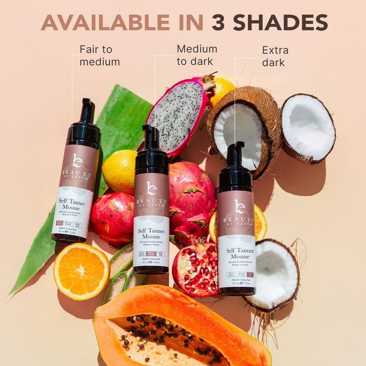 Self Tanner Mousse - USA Made with Natural & Organic Ingredients, Self Tanning Mousse for Dark Fake Tan, Sunless Tanner, Clear & Non Toxic Tanning Foam for Streak Free Finish & Natural Glow