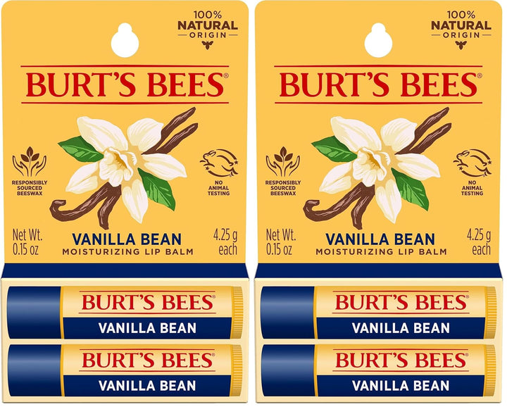 Lip Balm - Vanilla Bean, Lip Moisturizer with Responsibly Sourced Beeswax, Tint-Free, Natural Origin Conditioning Treatment, 2 Tubes, 0.15 Oz.