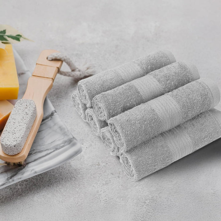 Cotton Washcloths for Bathroom, Soft and Highly Absorbent, 12 in X 12 In, Gray, 12-Pack