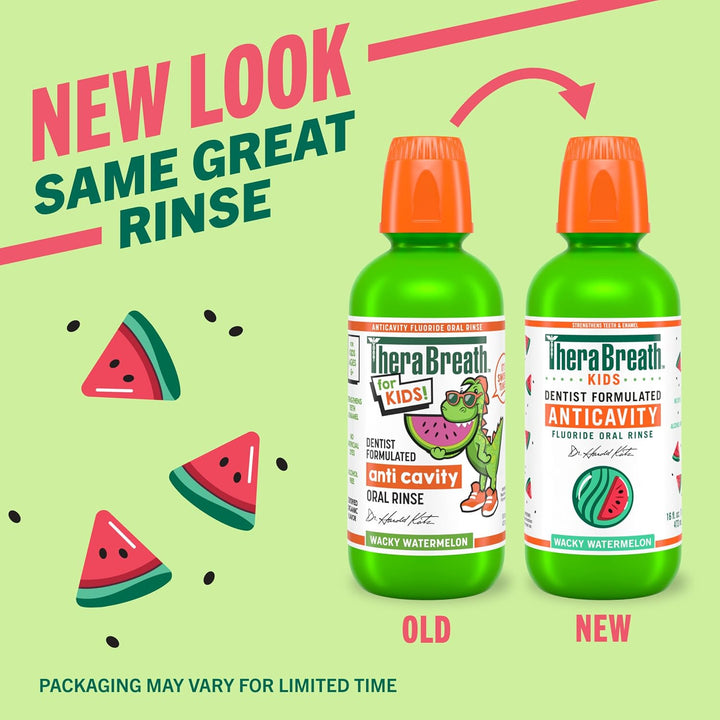 Kids Organic Wacky Watermelon Mouthwash with Fluoride, Anticavity, Dentist Formulated, 16 Fl Oz