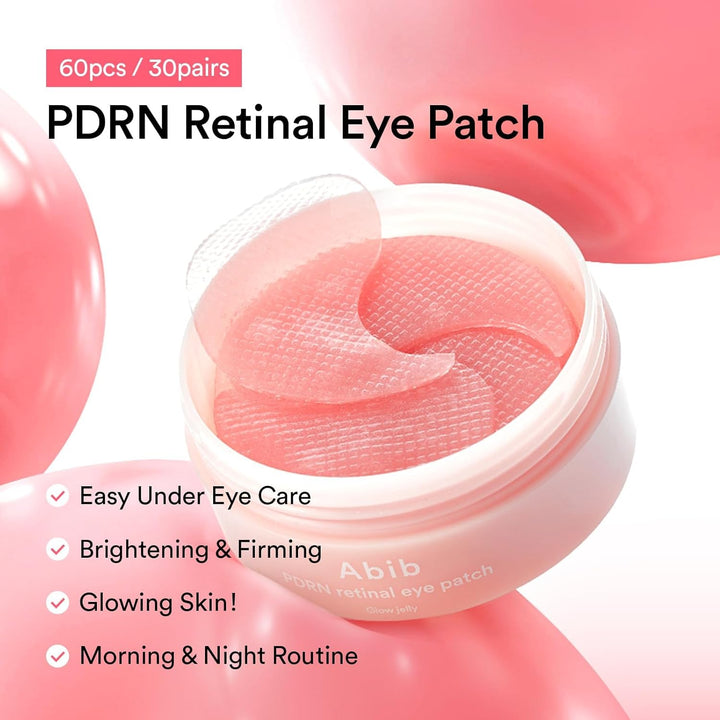 PDRN Retinal Eye Patch, Hydrogel Masks for Dark Circles, Puffiness, Fine Lines, 60 Patches, 84G, with Niacinamide, K-Beauty Skincare