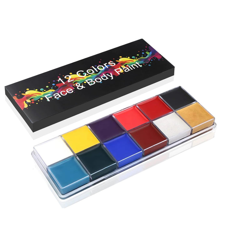 Face Painting Kit Non-Toxic Body Paint Washable 18 Colors Facepaint Makeup Kit for Adults with 10 Face Paint Brushes for Halloween Party Cosplay Makeup (Color 001)