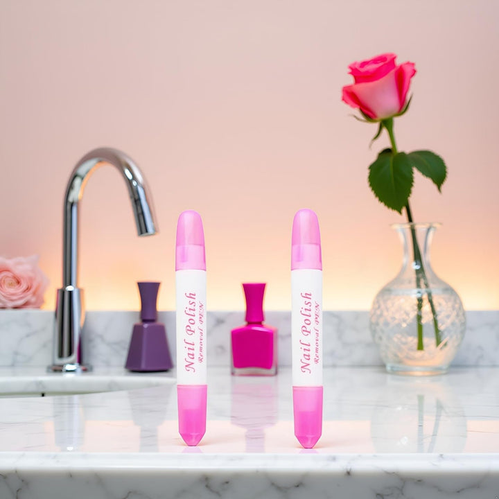 2Pcs Pink Nail Erase Pen Removable Head Nail Polish Cleaning Plastic Manicure Corrector Pen for Manicure Fingernail Home Salon Use Nail Polish, Nail Polish Correctors (6G)