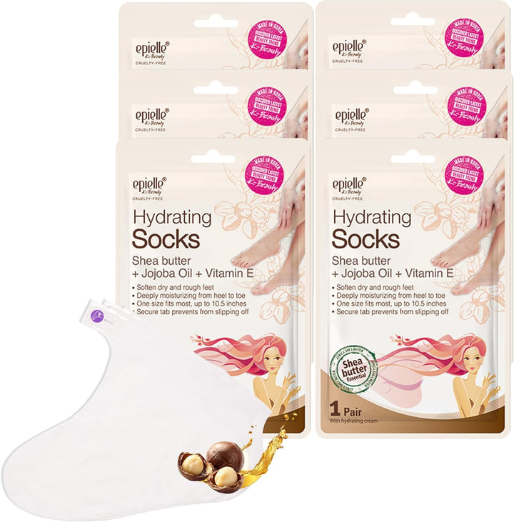 Hydrating Hand & Foot Masks 12 Pairs, Deep Moisturizing Socks & Gloves, Soften Dry Hands & Cracked Heels with Shea Butter & Jojoba Oil, Korean Skin Care, Foot Spa, Self Care Gifts for Women