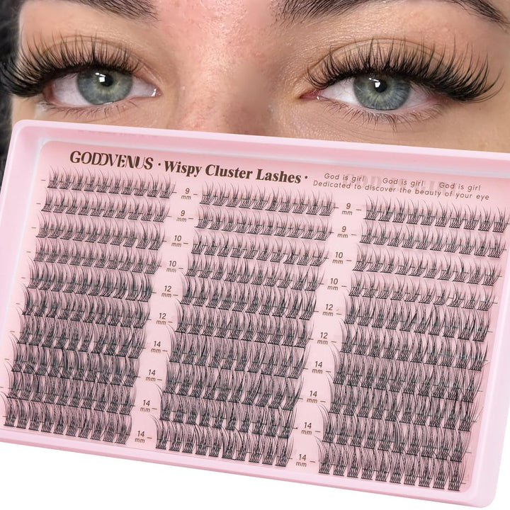 Lash Clusters Kit Wispy Eyelash Clusters Lashes Natural DIY Lash Extension Kit 10-16Mm Cluster Eyelash Extensions Kit 300Pcs C Curl Individual Lashes Cluster Eyelash (No Tweezers)