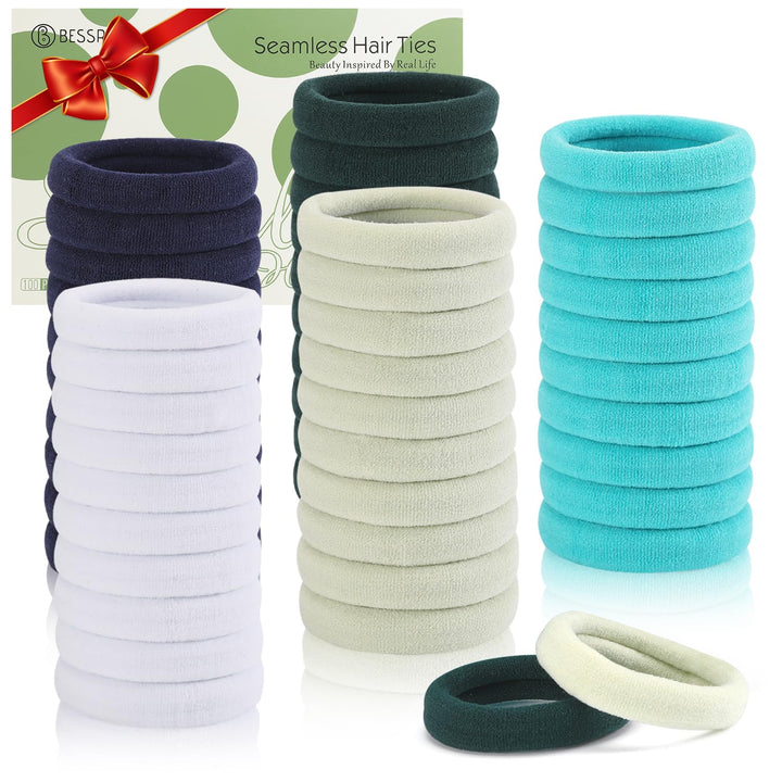 100 Pcs Thick Seamless Brown Hair Ties, Ponytail Holders Hair Accessories No Damage for Thick Hair (Natural Colors)