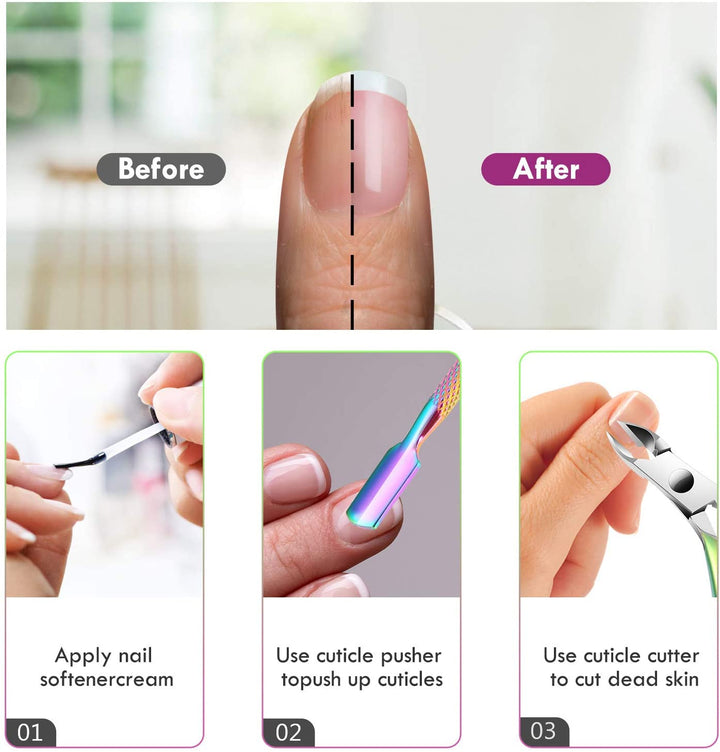 Cuticle Trimmer Cuticle Remover with Cuticle Pusher,  Professional Stainless Steel Durable Pedicure Manicure Tools Cutter Nipper Scissor Clipper for Fingernails and Toenails Dead Skin
