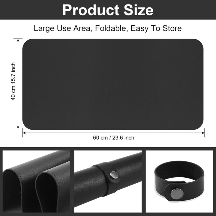 Nail Art Table Mat,Foldable Nail Arm Rest Pad for Nails,Soft Microfiber PU Leather Nail Mat for Table,Waterproof Manicure Pad,Nail Table Pad for Nail Technician Salon Home-Black