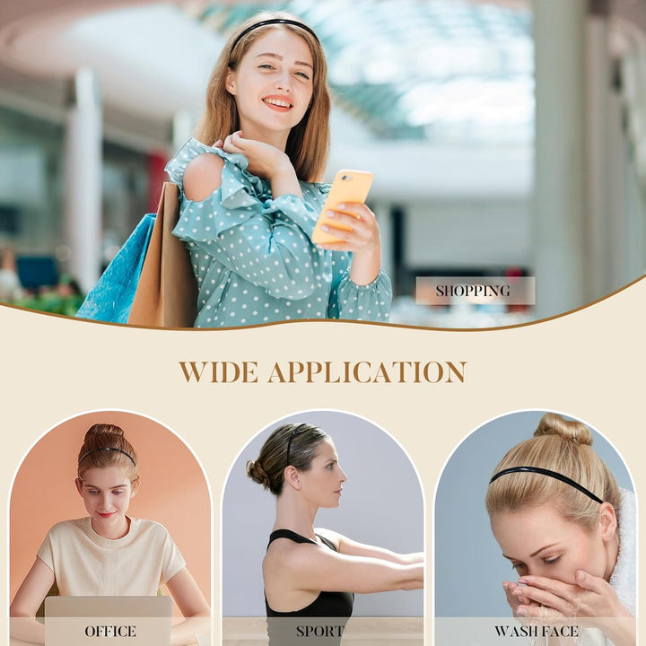 Plastic Thin Skinny Headbands - Headbands for Women - Plain Headband for Girls DIY - Hair Bands Teeth Comb Headband Halloween Comb - Black