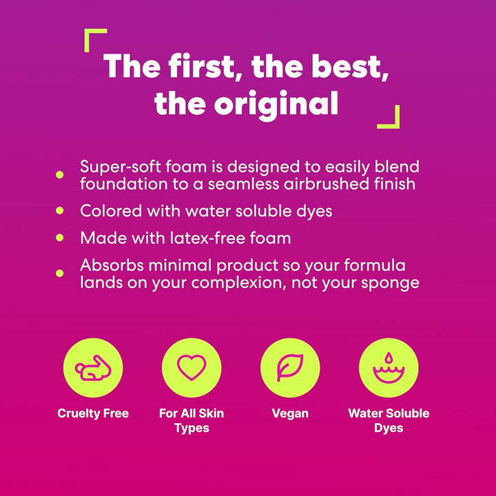 ® | Original Pink Beauty Blender Makeup Sponge, Super-Soft Foam Easily Blends Foundations, Powders & Creams, Made in USA, Reusable, Washable, Streak Free Application, Vegan, Cruelty Free