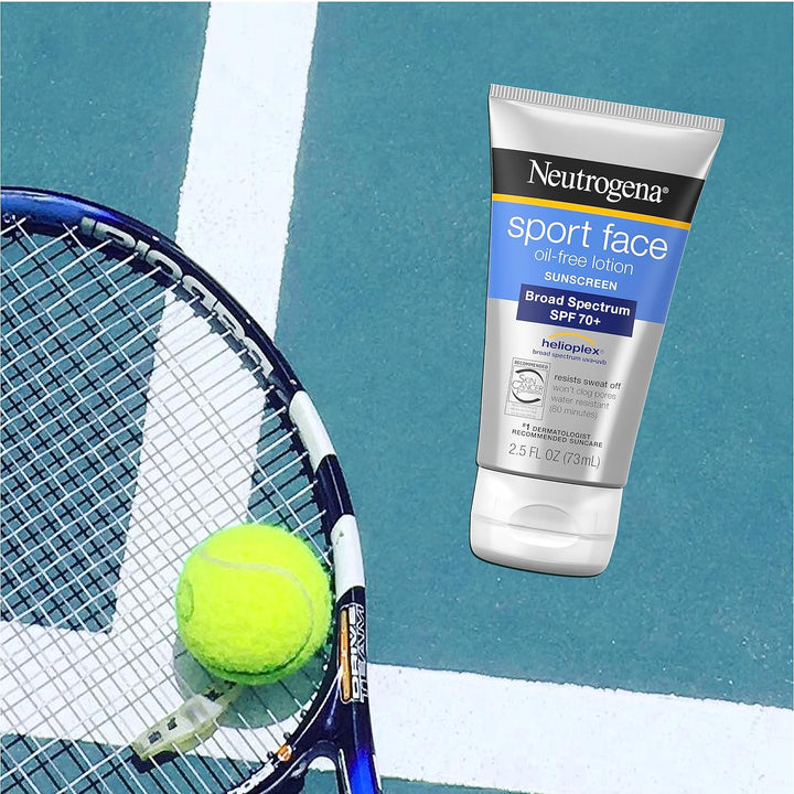 Sport Face Sunscreen SPF 70+, Oil-Free, 2.5 Fl Oz, Sweat & Water-Resistant, Broad-Spectrum UVA/UVB, Nourish & Restore Skin Balance, Oxybenzone Free Sunscreen for Face