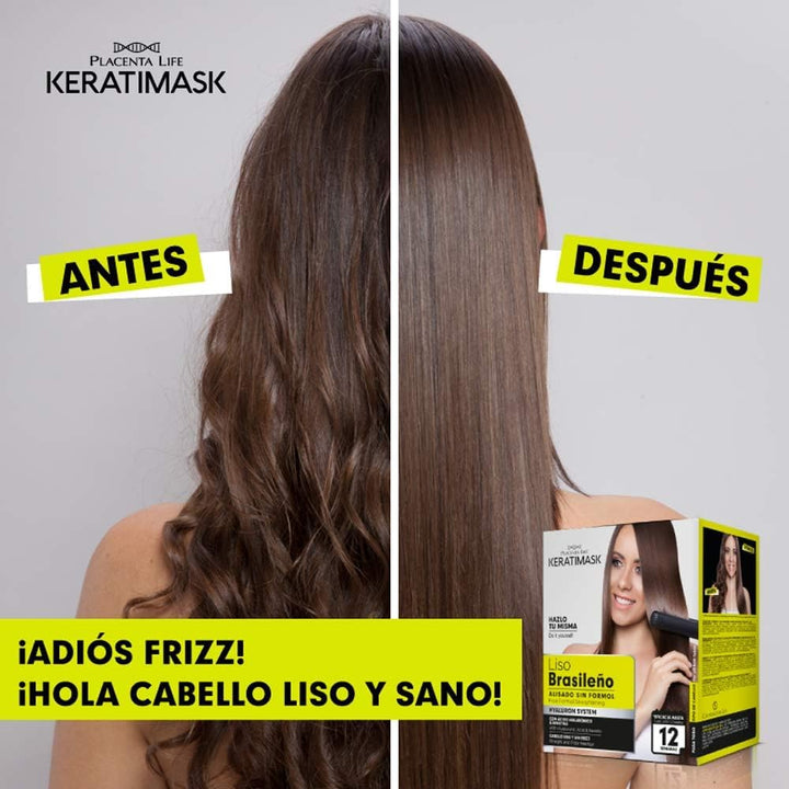 Brazilian Straightening Kit with Keratin and Hyaluronic Acid - Keratin Treatment- Get a Perfect Smooth, Shiny and Silky- Formaldehyde FREE