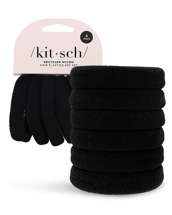 Nylon Hair Ties No Damage - Stretchable Elastics for Strong All-Day Hold, Ponytail Holders | Hair Accessories for Women & Girls | Ideal Gifts for Women - Black, 12 Pcs