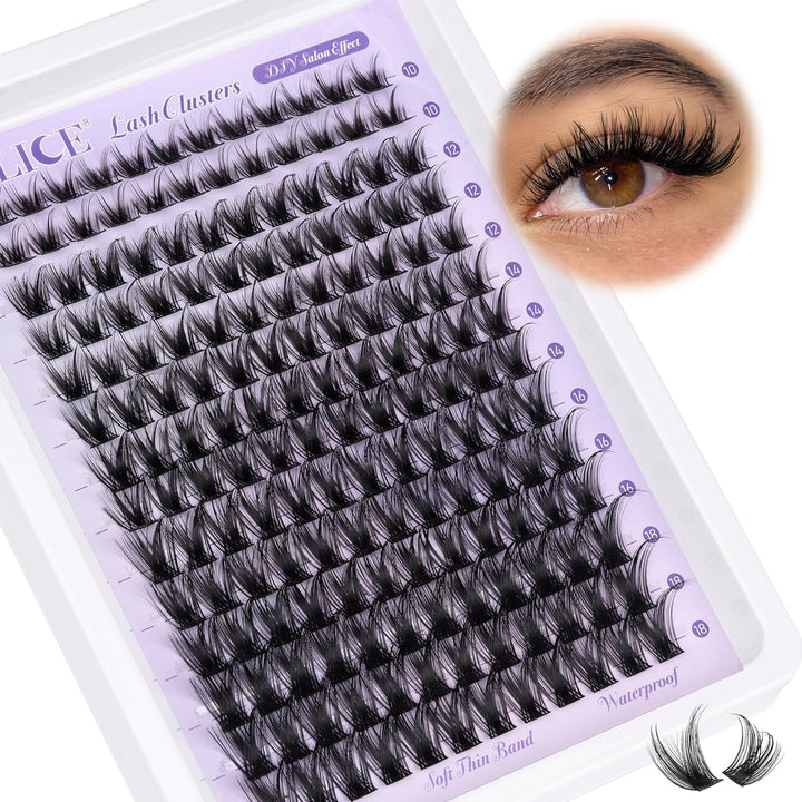 Lash Clusters Wispy Eyelash Clusters 10-18Mm 168Pcs Cluster Eyelash Extensions Natural Volume Lash Extensions DIY Individual Lashes Clusters with Soft Thin Band