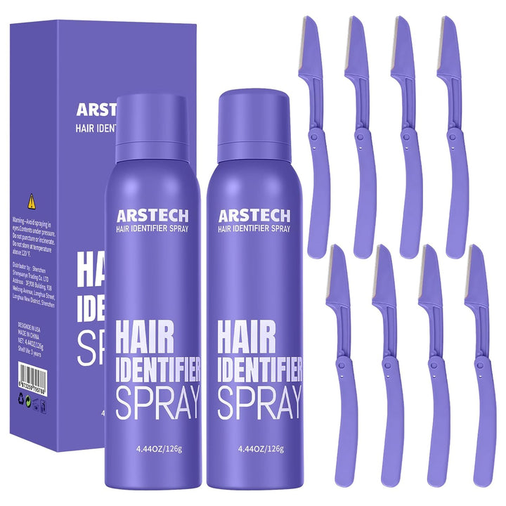 Hair Identifier Spray for Face Shaving Dermaplaning Tool Dermaplane Razor for Women Face Skin Body Dermaplane Spray for Women Face with 4 Face Razor for Face Shaver Kit Facial Hair Spray Hair Removal