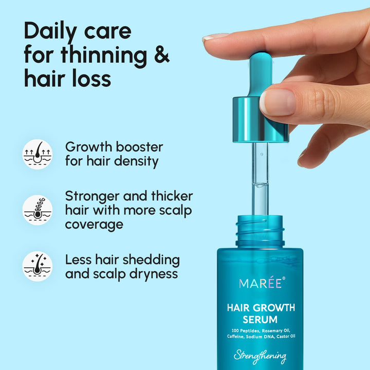 Hair Growth Serum - Caffeine Peptides Castor Rosemary Oil for Hair Growth - Products for Women & Men - Hair Oils for Hair Growth - Hair Regrowth Tonic - Scalp Serum - Suero Para El Cabello