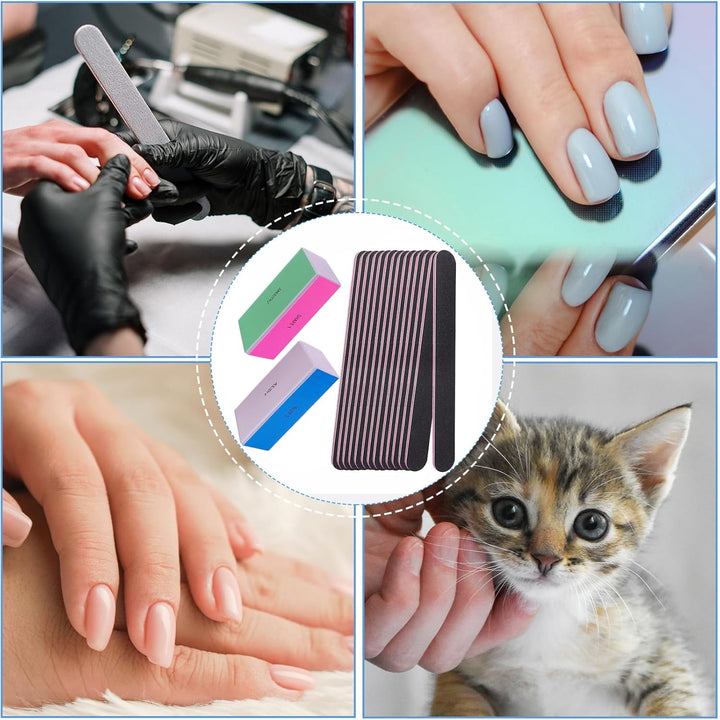 Nail File and Buffer Set, 4 Way Nail Buffers Shine Kit Professional Nail Files for Natural Nails Manicure Filer Filing Polishing Buff Nail Care Smoother Buffing Fingernail 100/120/240/600/3000 Grit