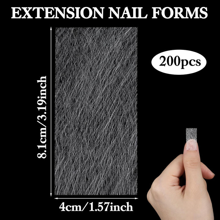 200 Pcs Silk Nail Wraps Extensions Fiberglass Nail Silk Wrap Art Extension Protector Nails Repair Kit for Split Broken Natural Nails Ideal for Home and Salon Use