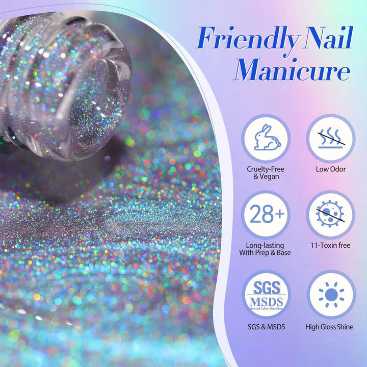 9D Cat Magnetic Eye Gel Nail Polish Holographic Rainbow Gel Polish Blue Purple Soak off U V LED Gel Polish Nail Art Design Manicure Salon DIY Home 15ML