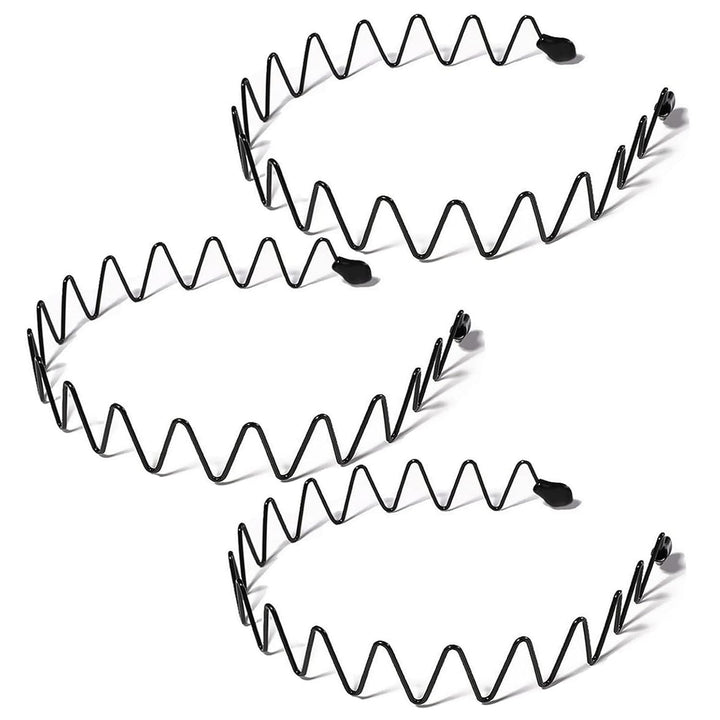 Metal Headbands for Men Fashion Headband for Women, Unisex Wavy Hair Bands Outdoor Sports Head Bands Simple Elastic Non-Slip Hair Accessories (6 Pack)