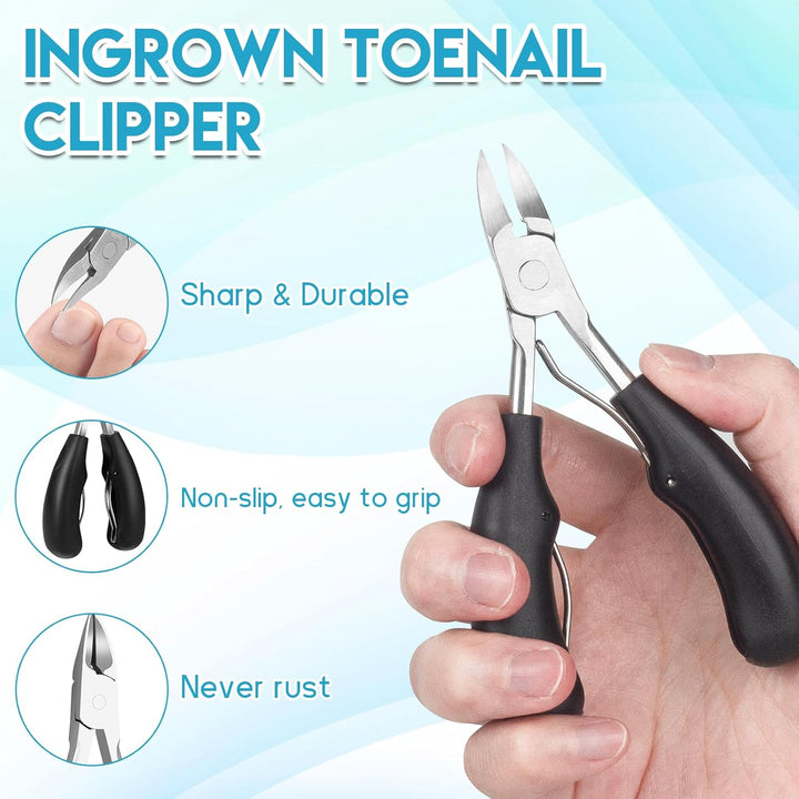 Ingrown Toenail Removal Kit, Professional Ingrown Toenail Tool Kit Includes Ingrown Toenail Corrector Drops, Corrector Patch, Toenail Clipper, Nail File Lifter Pedicure Tools