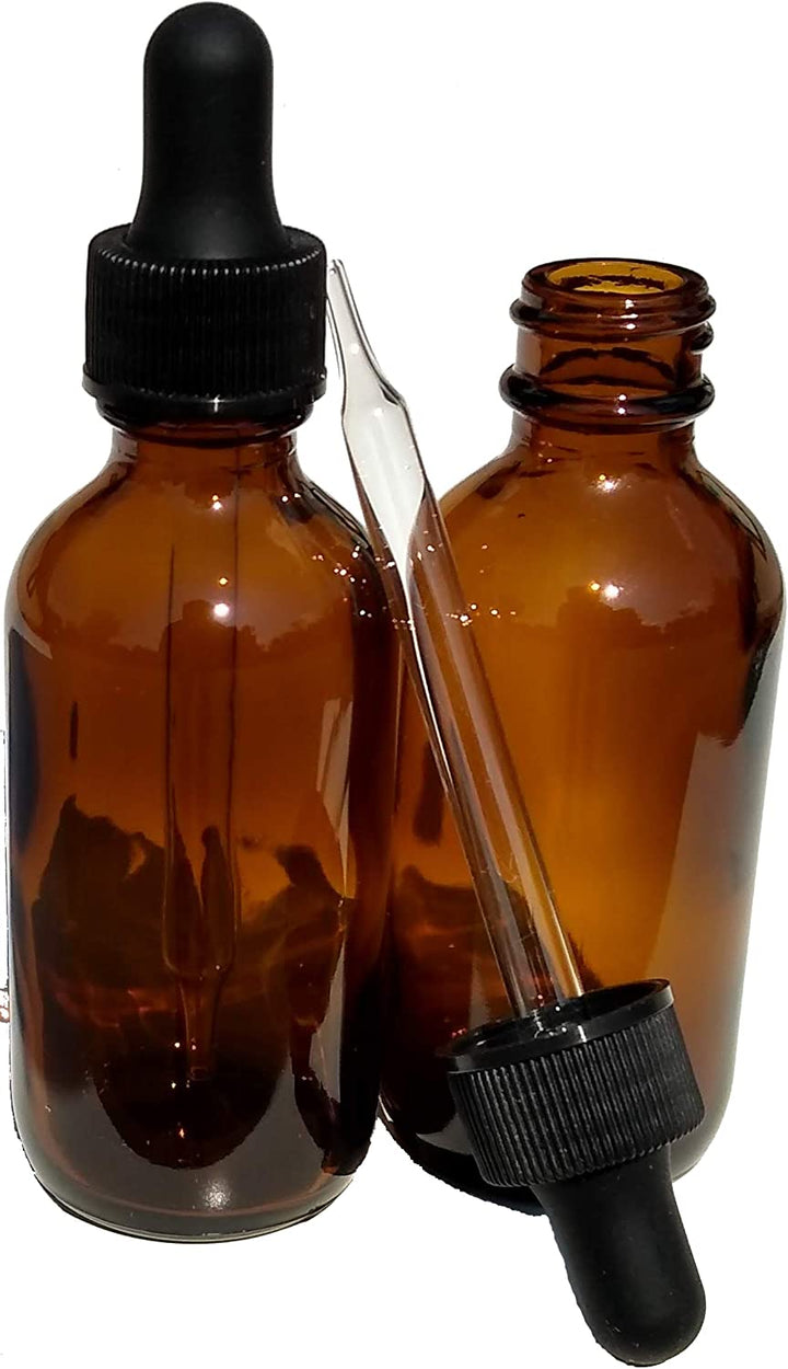 ® 2Oz Amber Glass Dropper Bottles (60Ml) with Tapered Glass Droppers - Pack of 2