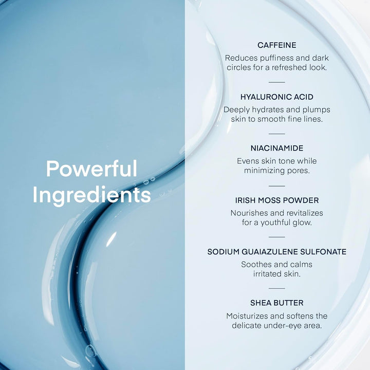 under Eye Patches for Dark Circles - 60 Korean Hydrogel Masks for Puffiness, Bags with Caffeine, Hyaluronic Acid, Niacinamide - Undereye Brightening, Hydrating, Anti-Wrinkle & Cooling