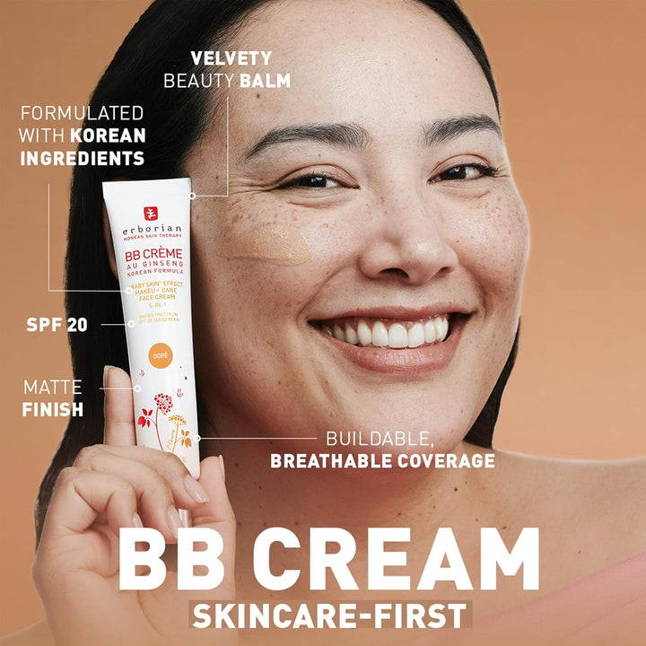 BB Cream Matte Beauty Balm SPF 20, Tone-Evening Korean Skincare Makeup Hybrid, Moisturizes & Conceals, Buildable Coverage, Natural Finish