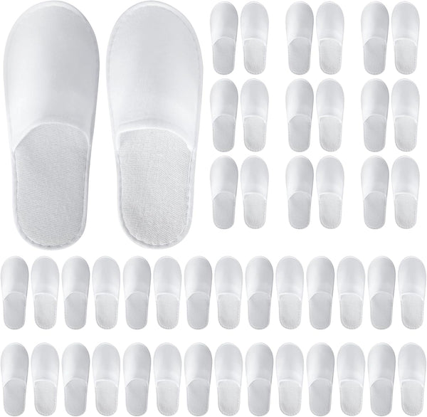 28 Pairs Disposable Slippers for Guests,Bulk Slippers for Hotel,Spa,Travel,Shoeless Home,Spa Slippers with Pouch,Non-Slip(White)