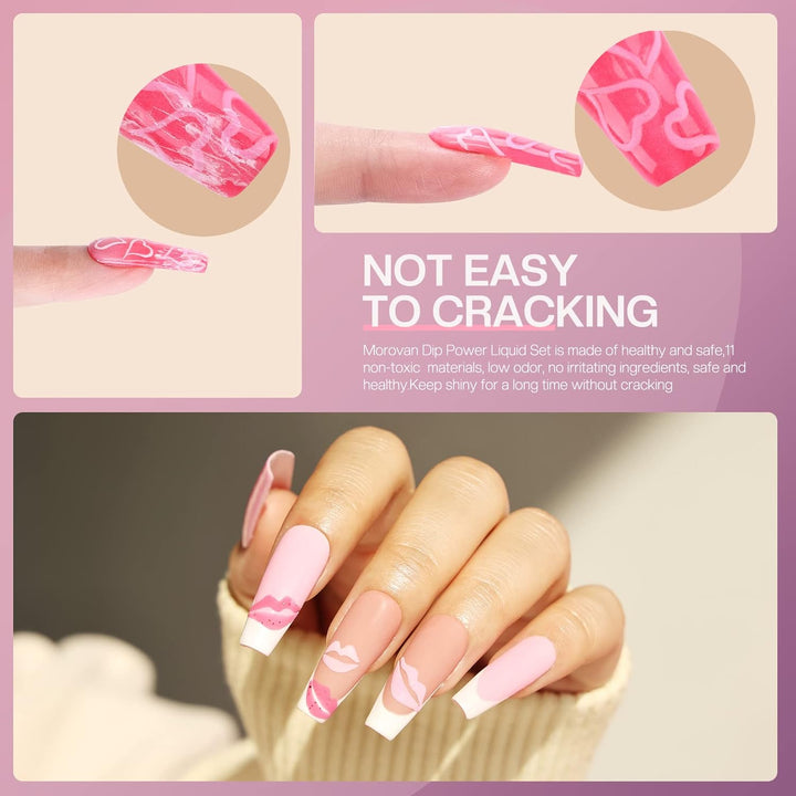 Dip Powder Liquid Set with Activator Base Top Coat and Dipping Powder Brush Saver 4Pcs 0.5Oz for Dip Nail Kit