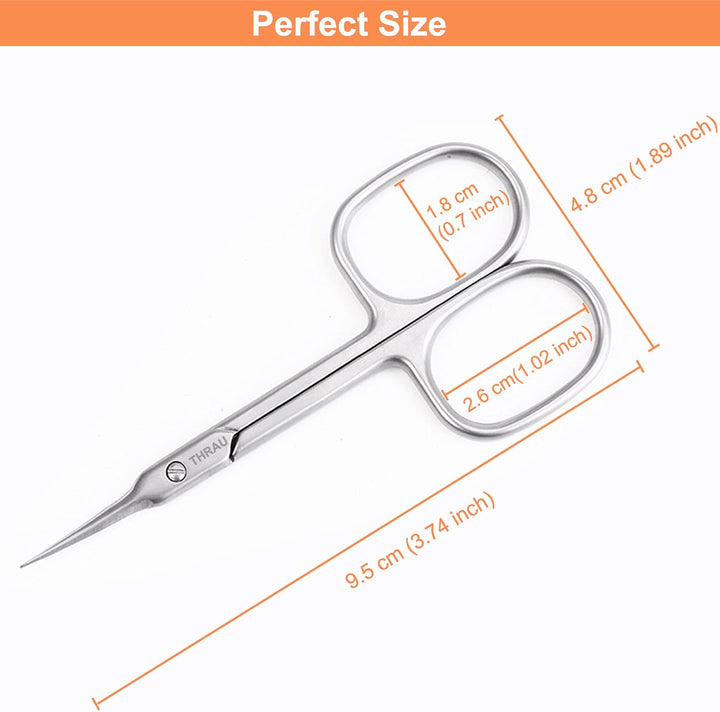 Cuticle Scissors Extra Fine for Manicure and Pedicure, Curved Blade Nail Scissors, Precise Pointed Tip Grooming Kit for Eyebrow, Eyelash, Trim Nail and Dry Skin, Small Scissors