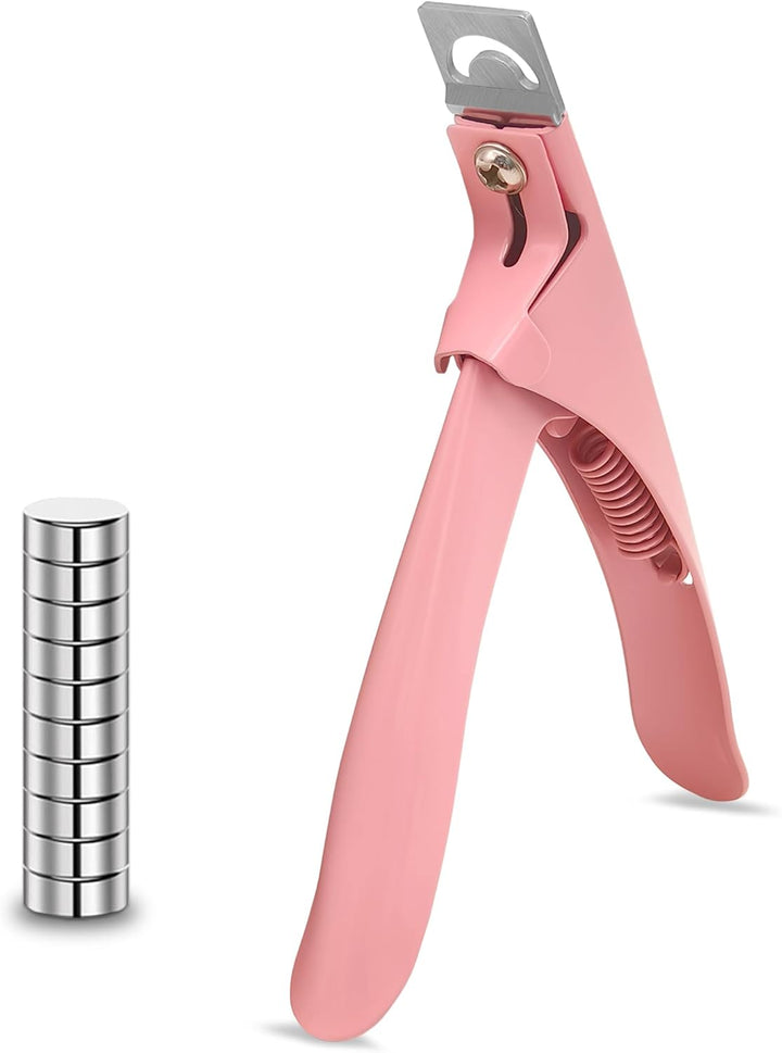 Acrylic Nail Cutter with Magnet Sizer & Length Measurement,Adjustable Stainless Nail Trimmer for Salon Home Nail Art, Professional Nail Clippers for Precise Manicures (Rainbow)