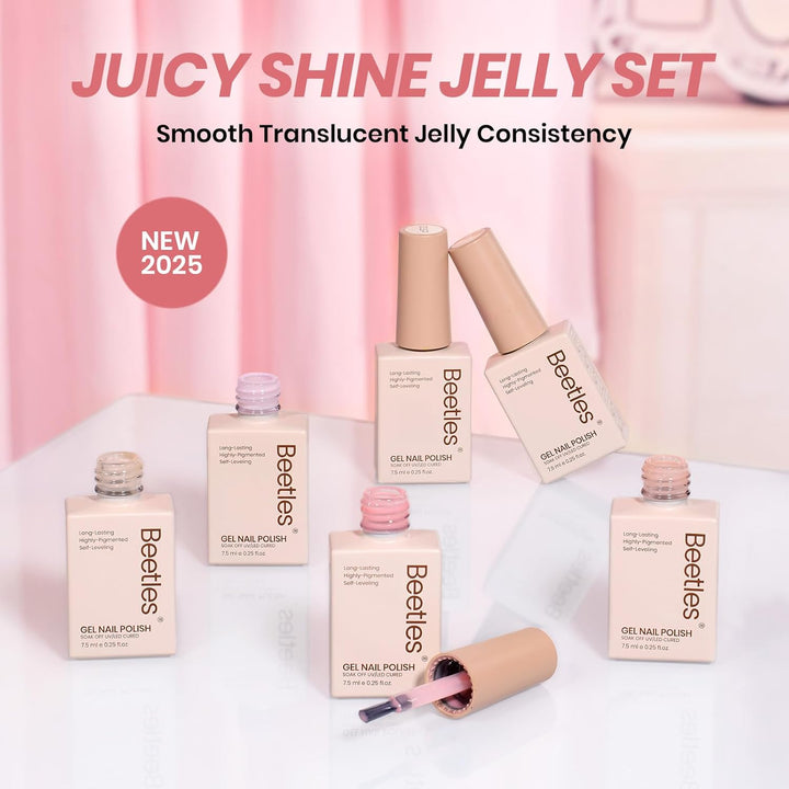 Whispers of Love Jelly Gel Nail Polish Set - 6 Colors Milky White Nude Pink Neutral Sheer Translucent Soak off UV Gel Nail Kit, Nail Concealer for Salon DIY Manicure Gift for Women