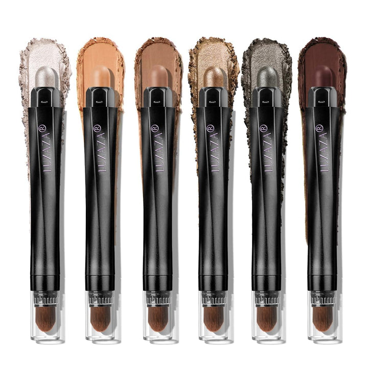 Neutral Eyeshadow Stick Makeup 6PCS Set, Brown Nude Metallic Shimmer Matte Cream Eye Shadow Palette Eyeliner Brightener Pencil Crayon, Halloween Makeup - BROWN CANYON