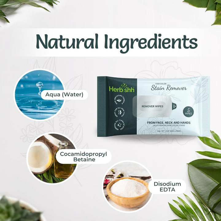 Hair Color Stain Remover Wipes – Gentle Formula for Dye Cleanup – Easy Clean Travel Pack with 5 Skin-Friendly Wipes (Pack of 1)