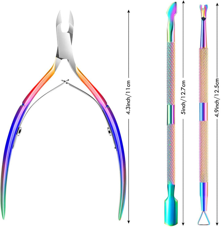 Cuticle Trimmer Cuticle Remover with Cuticle Pusher,  Professional Stainless Steel Durable Pedicure Manicure Tools Cutter Nipper Scissor Clipper for Fingernails and Toenails Dead Skin