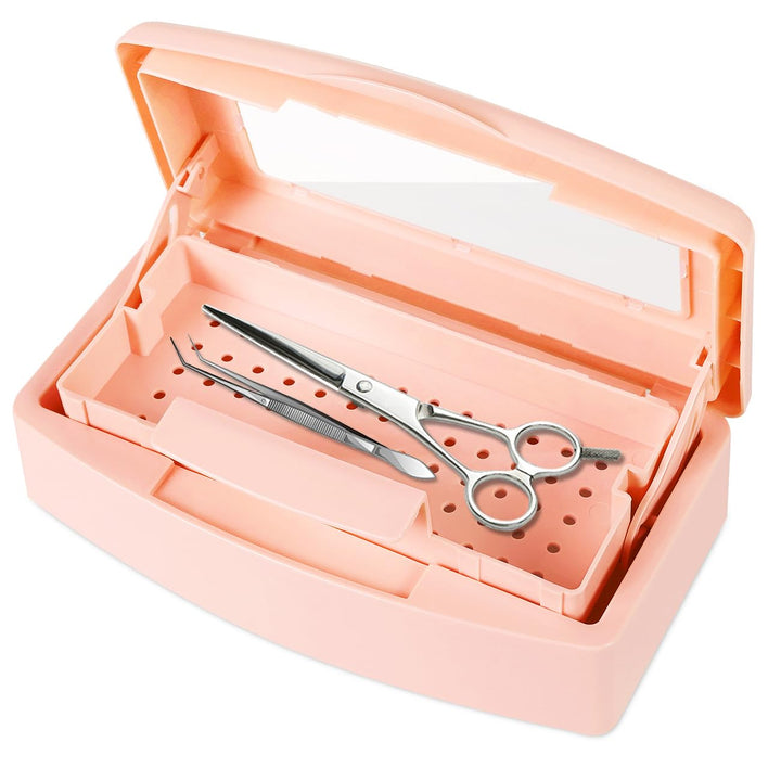 Nail Tool Sterilizer Box Plastic Disinfectant Container Barbicide Disinfectant Tray for Nail Tools, Tweezers, Hair Salon, Spa and Trimmer Manicure Equipment (Black)