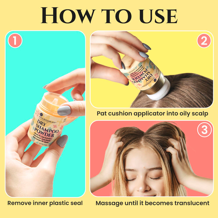 Non Aerosol Dry Shampoo Powder with Biotin - Lavender Extract and Korean Ginseng - Volumizing Travel Size (0.42 Oz) - Gifts for Her