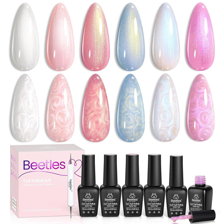 Whispers of Love Jelly Gel Nail Polish Set - 6 Colors Milky White Nude Pink Neutral Sheer Translucent Soak off UV Gel Nail Kit, Nail Concealer for Salon DIY Manicure Gift for Women
