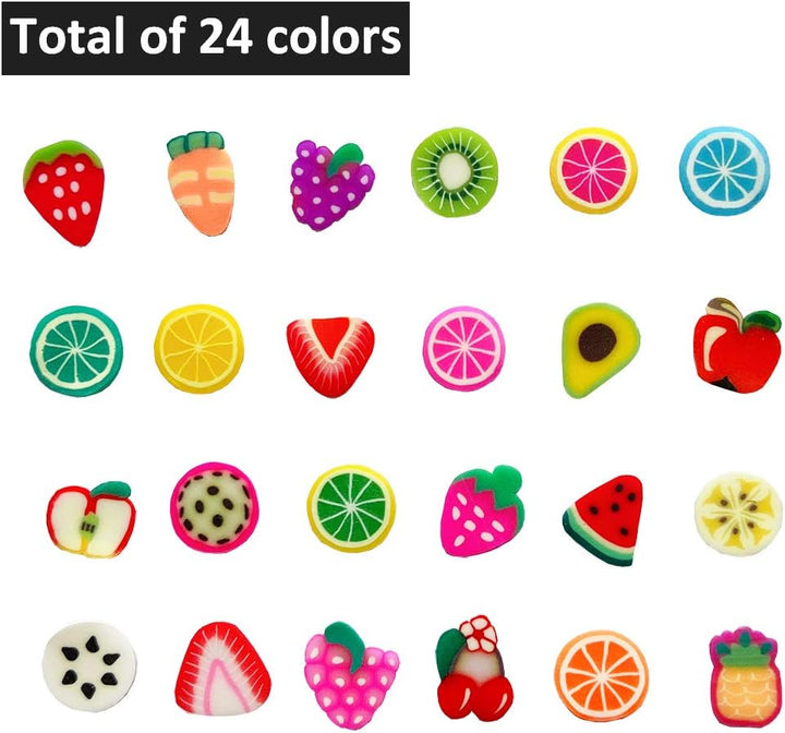 16800Pcs Fruit Slices Fruit Nail Art Slices Polymer Clay Slice Nail 3D Polymer Slice Colorful DIY Nail Art Supplies for DIY Crafts （24 Styles）