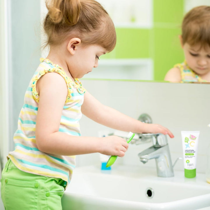 Natural Baby Fluoride Free Kids Toothpaste Gel - Safe to Swallow Infant Toddler Tooth Paste, 2.8 Oz, Babies Ting, Ages 6 to 12 Months and up Vitamin C Watermelon Toothpaste for Kids 0-6 Years