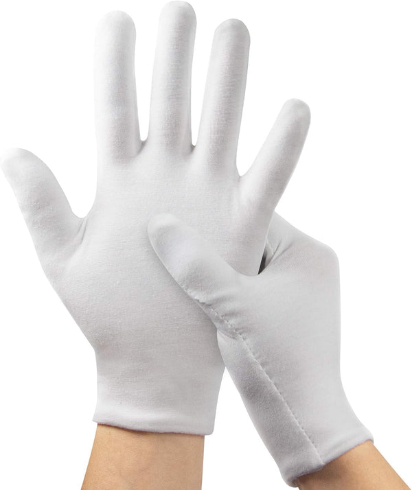 5Pairs (10Pcs) Moisturizing Gloves Overnight for Men and Women, Washable SPA White Cotton Gloves for Dry Hands Eczema Work Inspection Service Performance