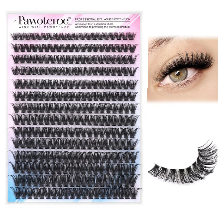 Lash Extension Kit DIY 280Pcs Lash Clusters Eyelash Extension Kit, 9-16Mm 30D 40D Individual Lashes Kit with Lash Bond and Seal, Lash Tweezers for Self Use (30D&40D, 0.07D, 9-16Mm, Kit)